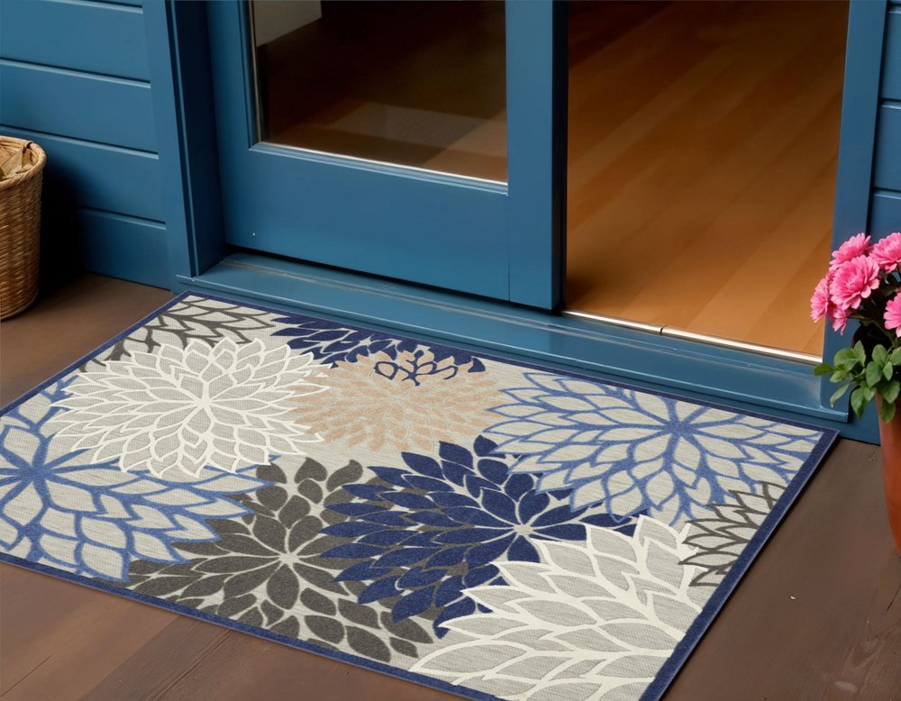 3' X 5' Blue Indoor Outdoor Area Rug