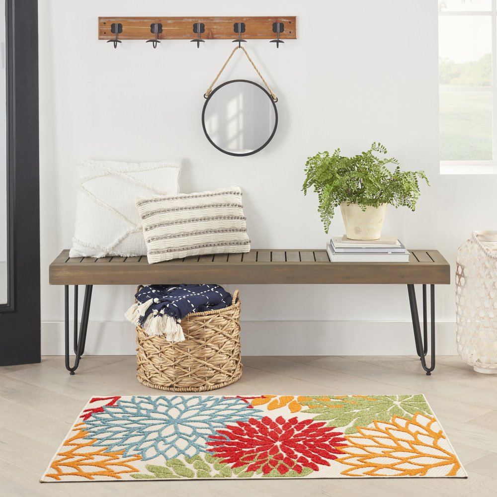 3' X 5' Green And Ivory Indoor Outdoor Area Rug