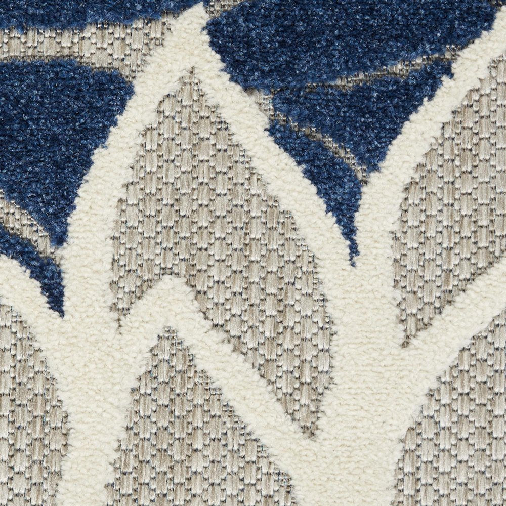 10' X 13' Ivory And Blue Indoor Outdoor Area Rug