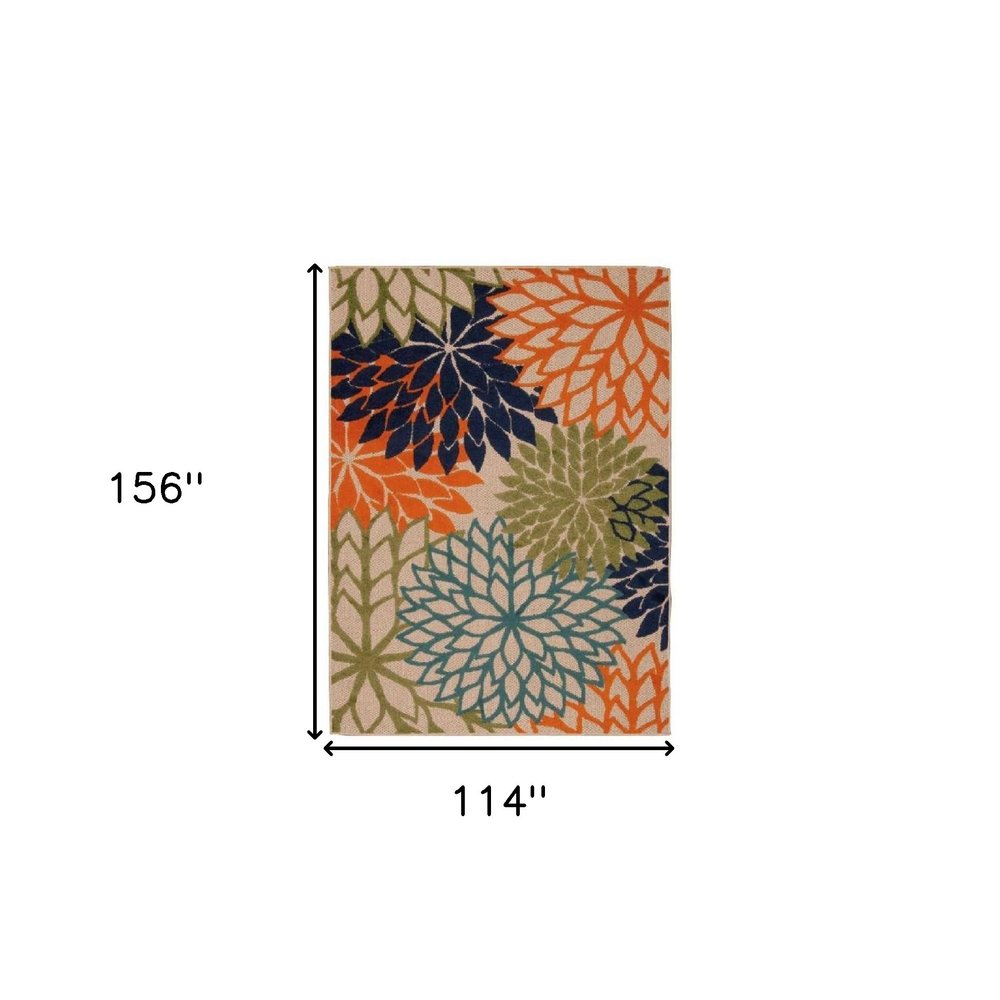 10' X 13' Blue And Orange Indoor Outdoor Area Rug