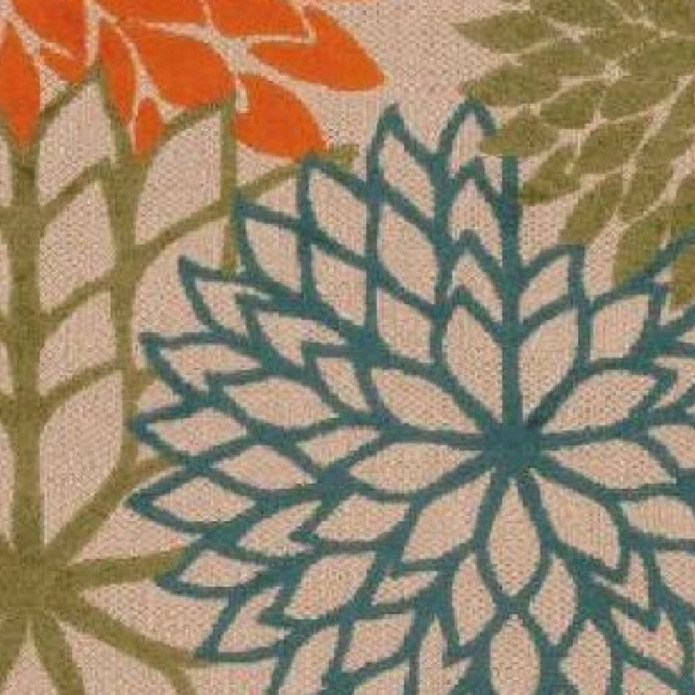 10' X 13' Blue And Orange Indoor Outdoor Area Rug