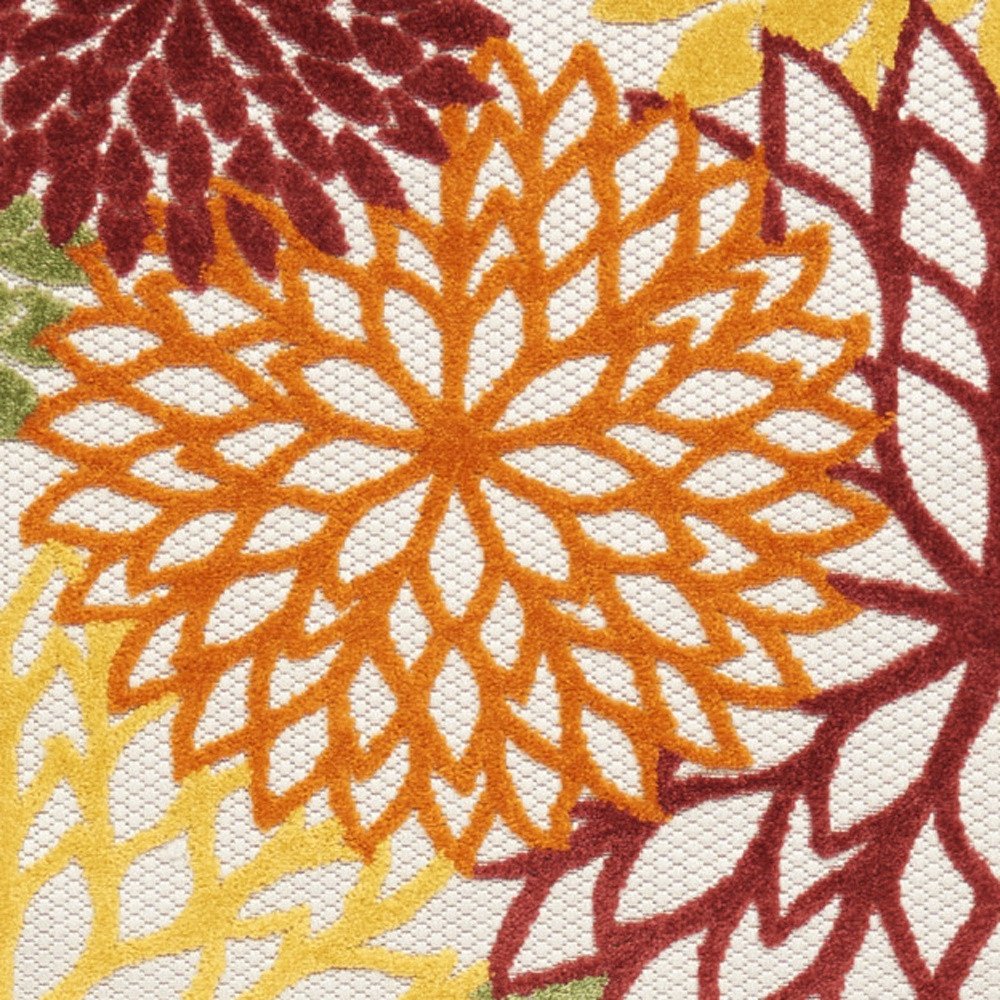 10' Red And Ivory Indoor Outdoor Runner Rug