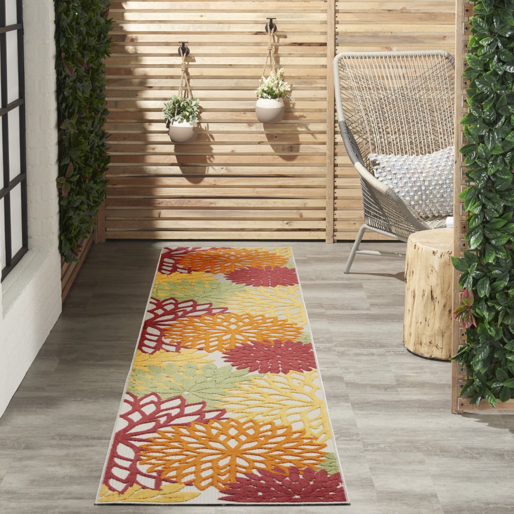 10' Red And Ivory Indoor Outdoor Runner Rug