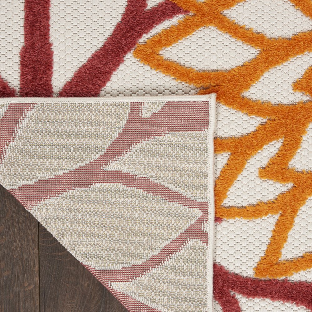 10' Red And Ivory Indoor Outdoor Runner Rug