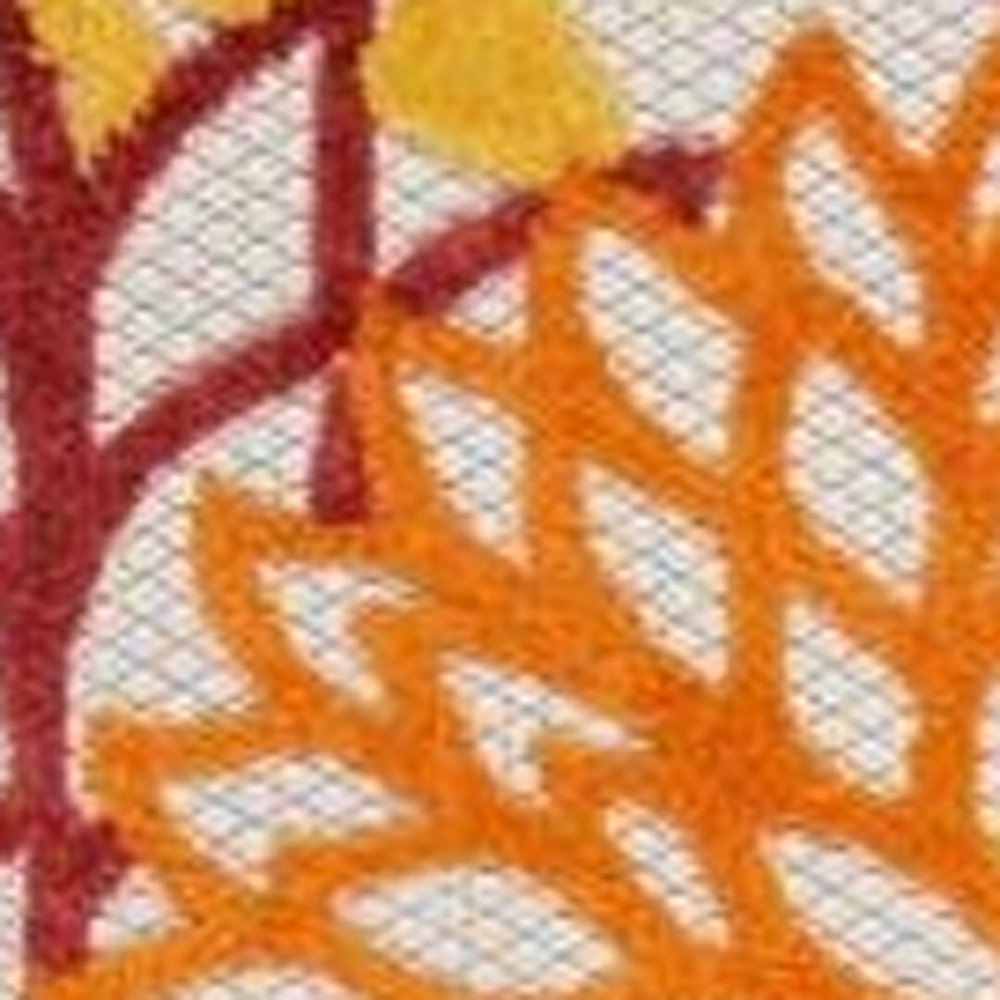 8' Red And Ivory Indoor Outdoor Runner Rug