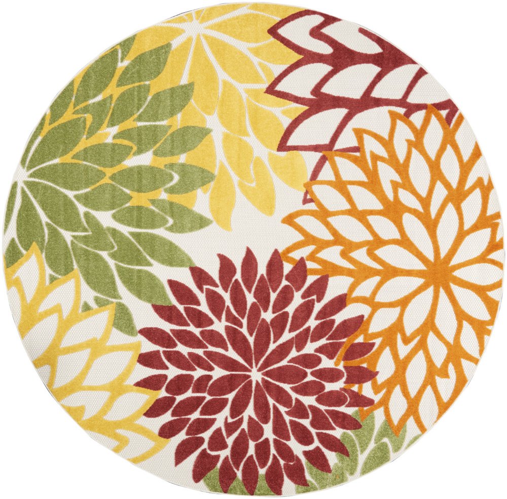 8' X 8' Red And Ivory Indoor Outdoor Area Rug