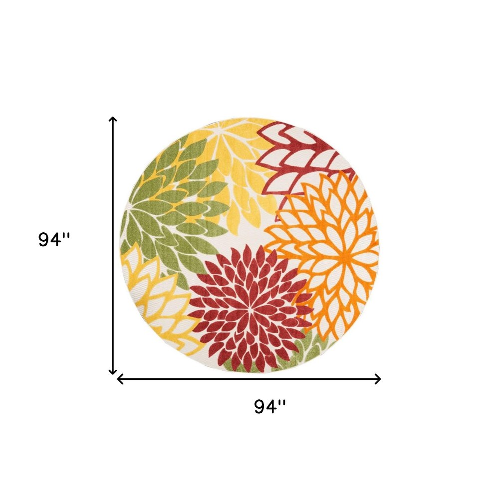 8' X 8' Red And Ivory Indoor Outdoor Area Rug