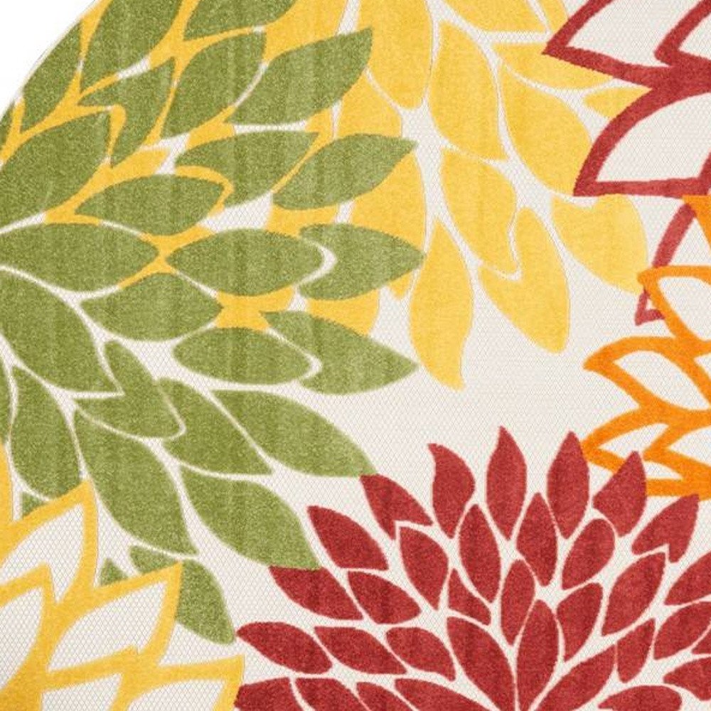 8' X 8' Red And Ivory Indoor Outdoor Area Rug