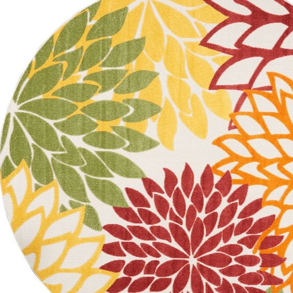 8' X 8' Red And Ivory Indoor Outdoor Area Rug