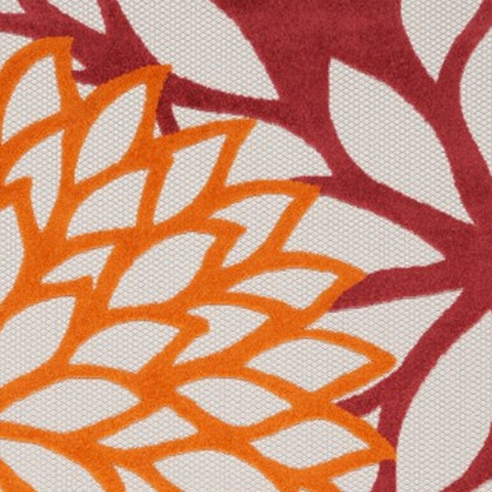 9' X 12' Red And Ivory Indoor Outdoor Area Rug