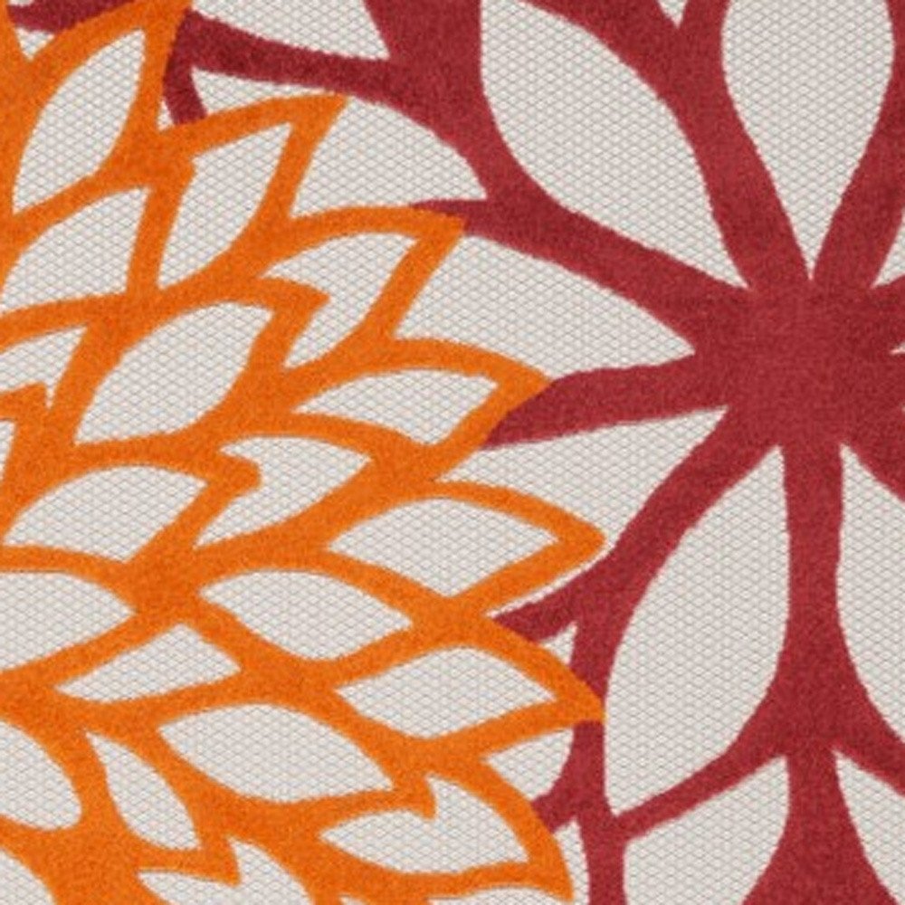 10' X 13' Red And Ivory Indoor Outdoor Area Rug