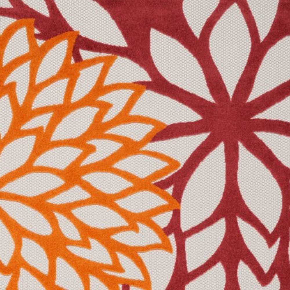 10' X 13' Red And Ivory Indoor Outdoor Area Rug