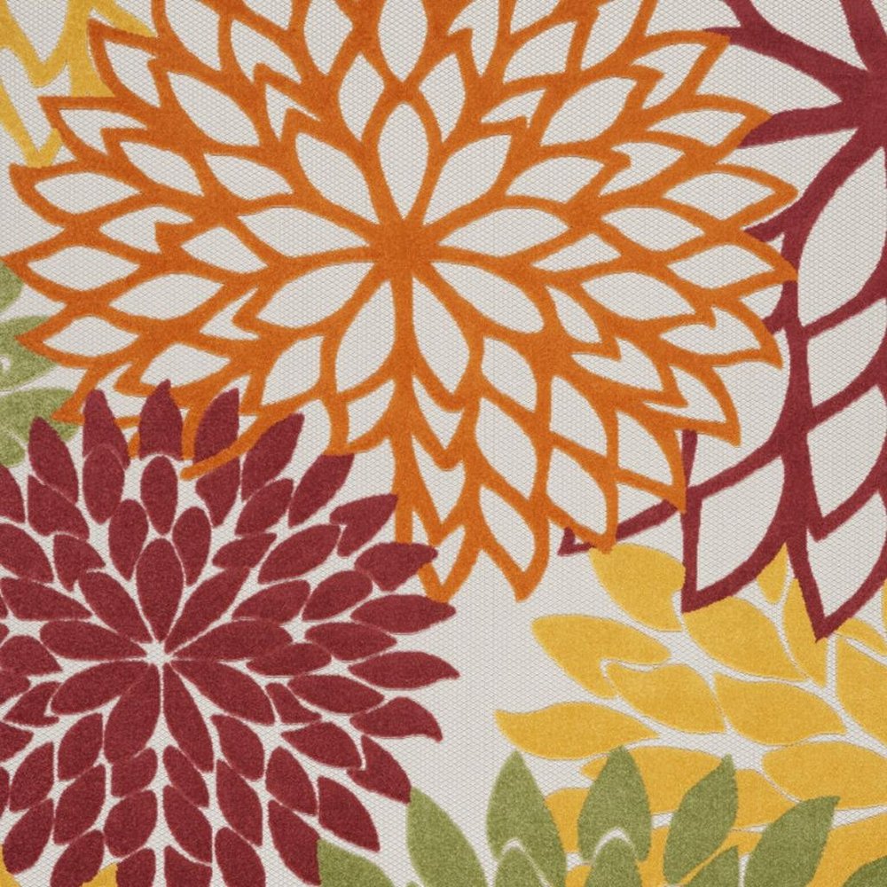 10' X 13' Red And Ivory Indoor Outdoor Area Rug