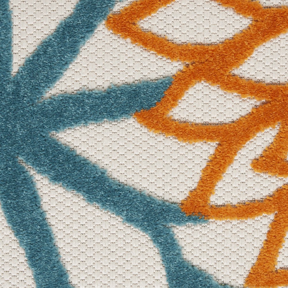 8' X 8' Blue And Ivory Indoor Outdoor Area Rug