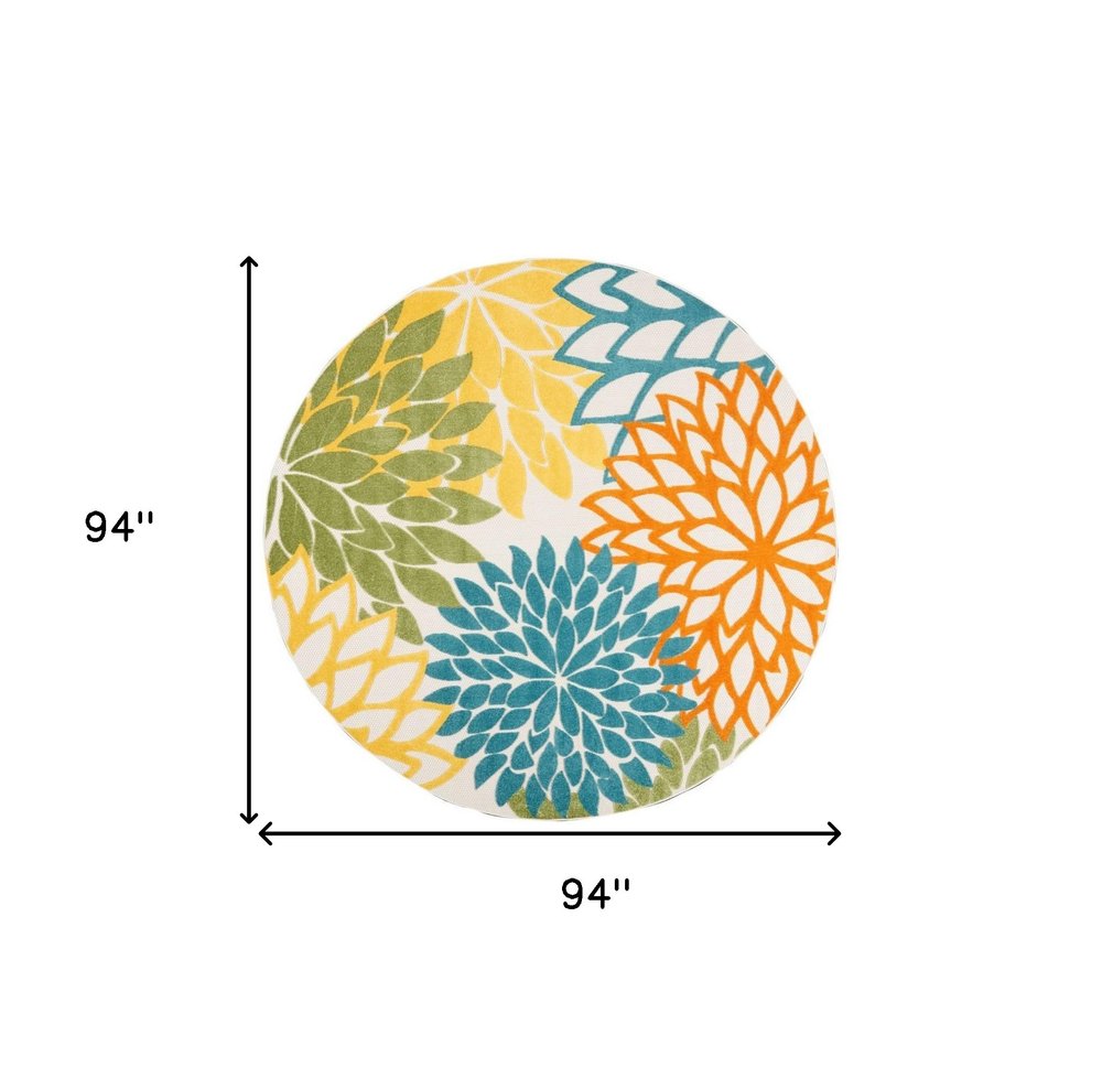 8' X 8' Blue And Ivory Indoor Outdoor Area Rug