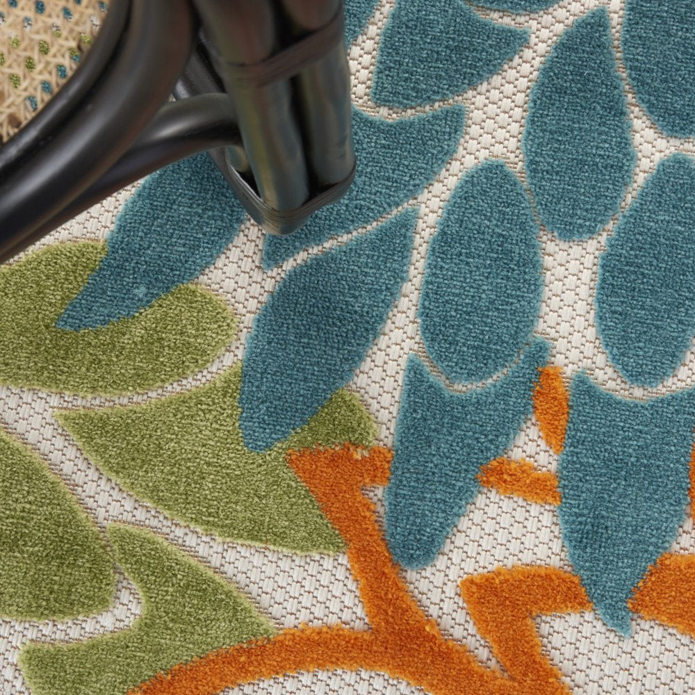 8' X 8' Blue And Ivory Indoor Outdoor Area Rug