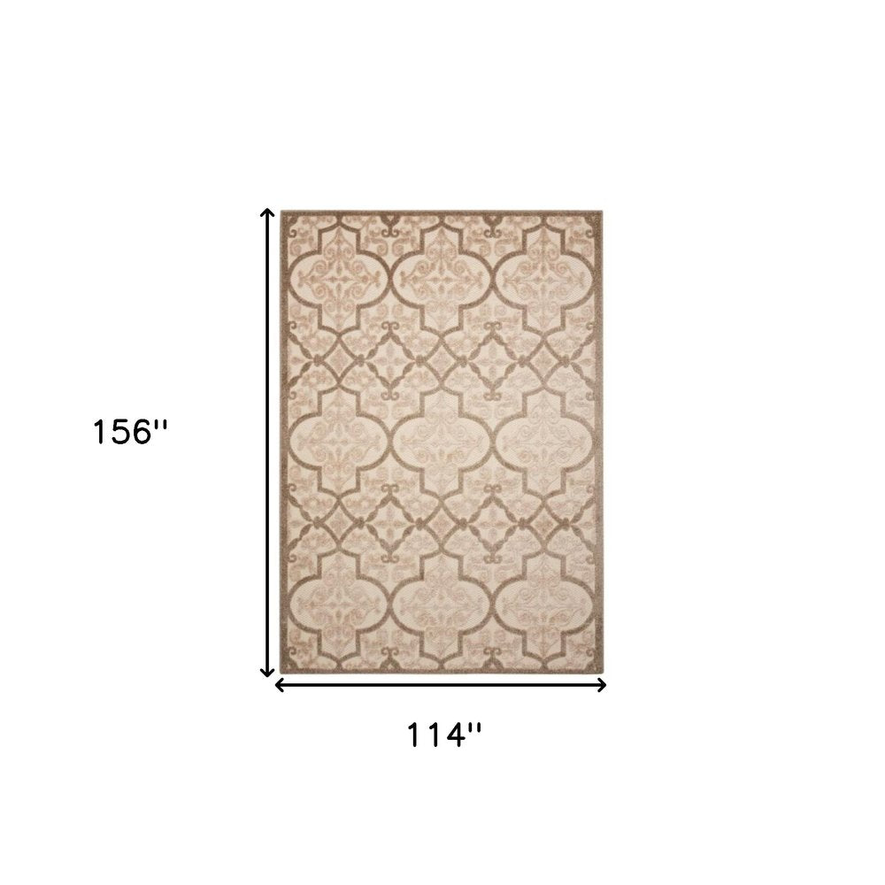 10' X 13' Cream Indoor Outdoor Area Rug