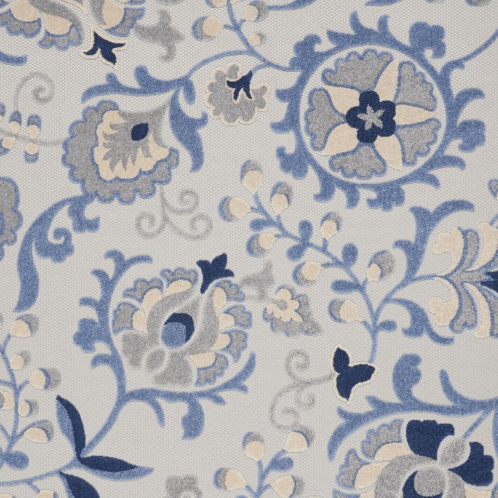 12' X 15' Blue And Gray Indoor Outdoor Area Rug
