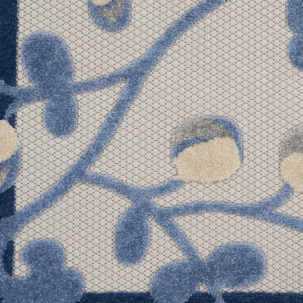 10' Blue And Gray Indoor Outdoor Runner Rug