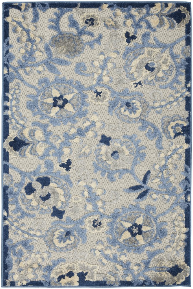 3' X 4' Blue And Gray Indoor Outdoor Area Rug
