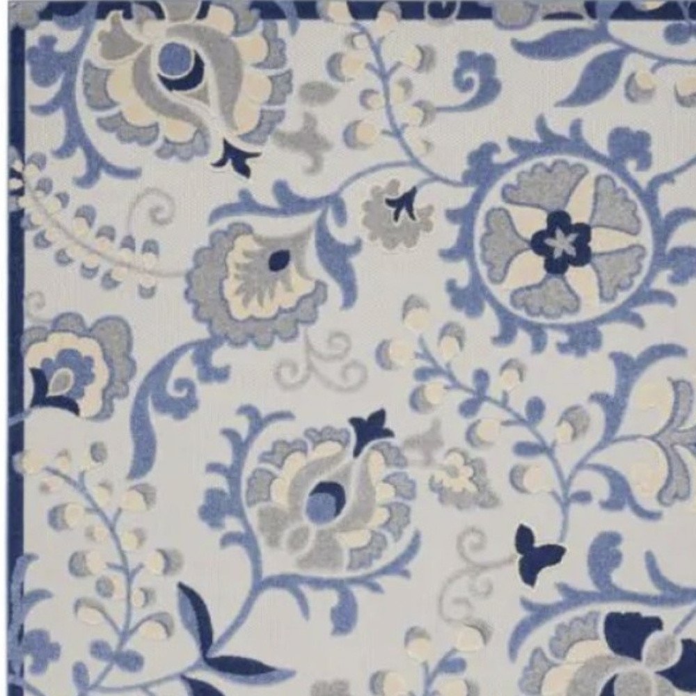 3' X 4' Blue And Gray Indoor Outdoor Area Rug