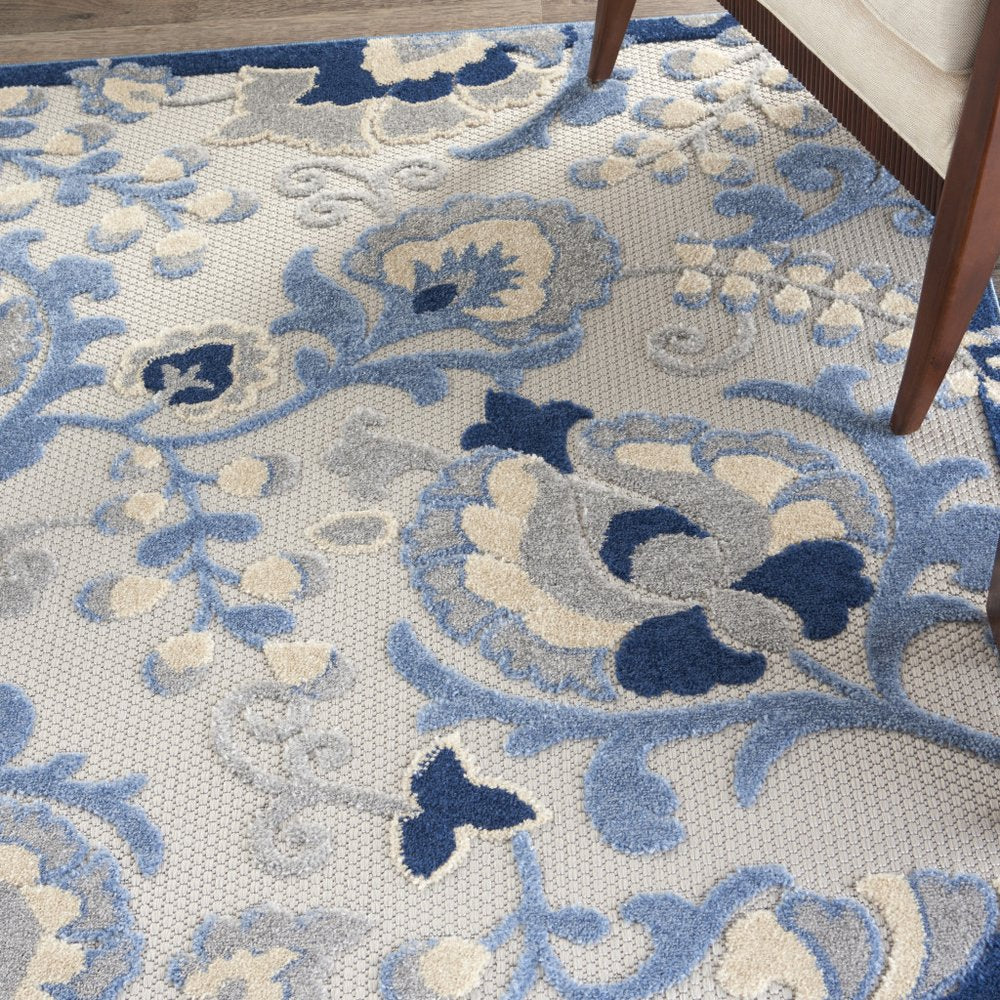 5' X 7' Blue And Gray Indoor Outdoor Area Rug