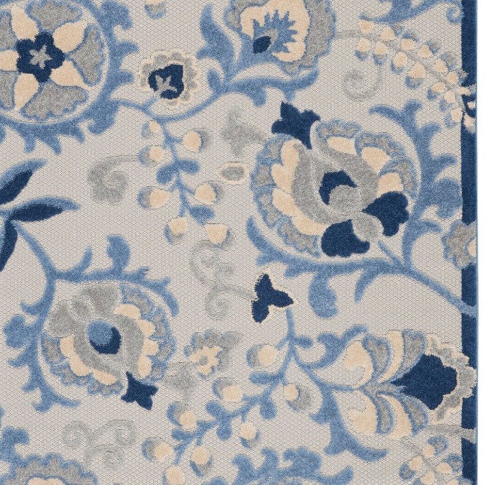 6' X 9' Blue And Gray Indoor Outdoor Area Rug