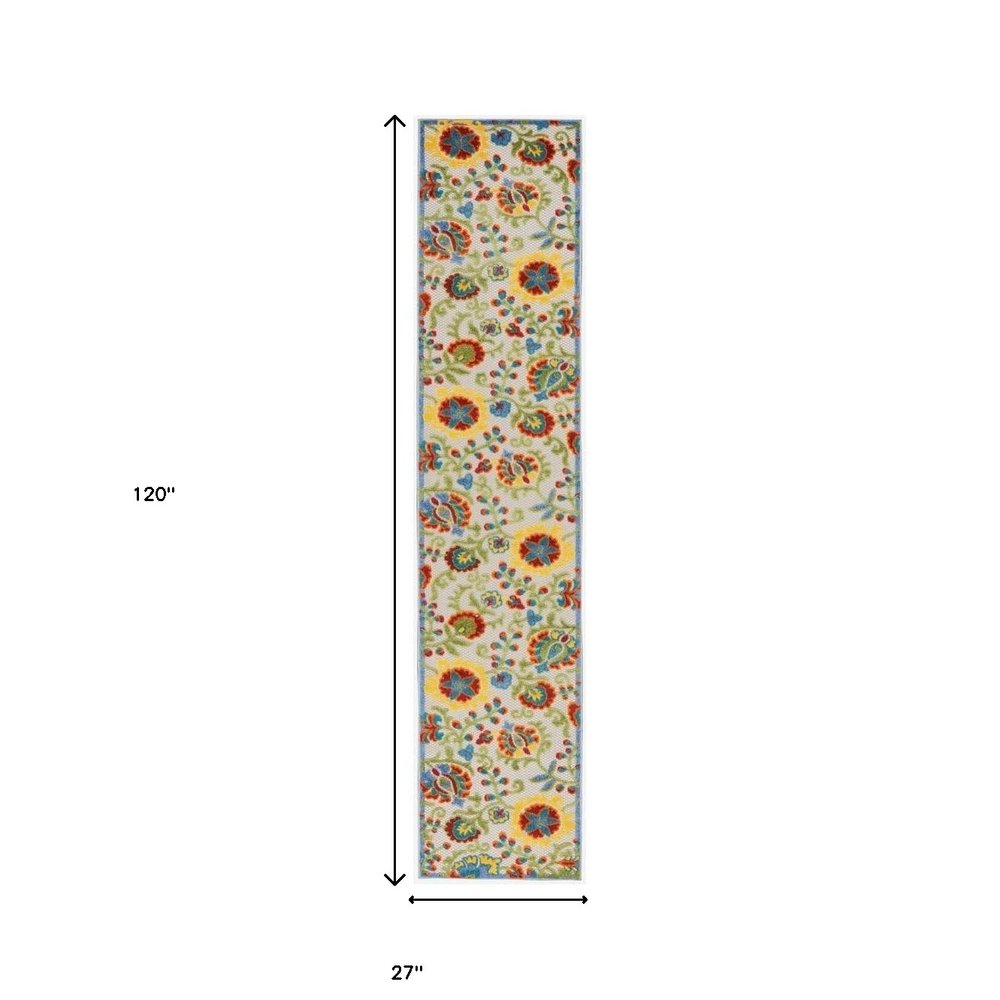 10' Ivory Indoor Outdoor Runner Rug