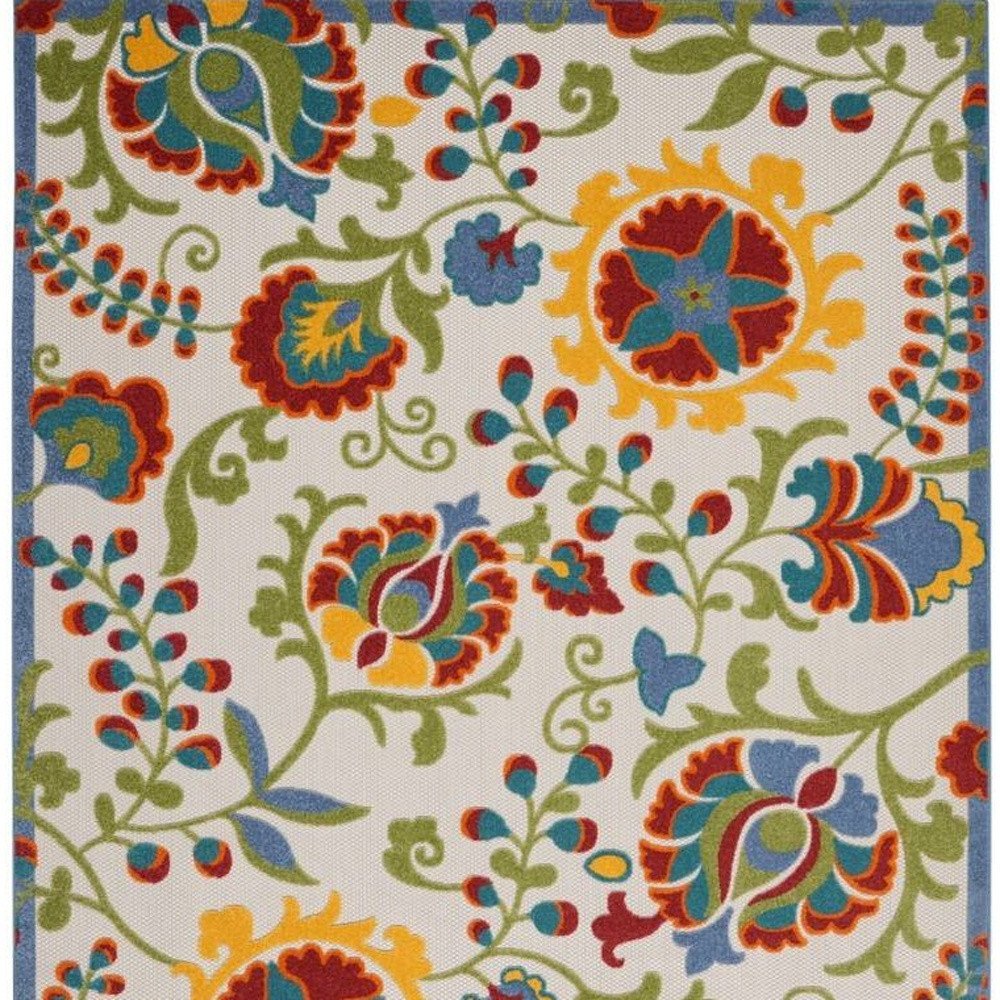 10' X 13' Green And Ivory Indoor Outdoor Area Rug