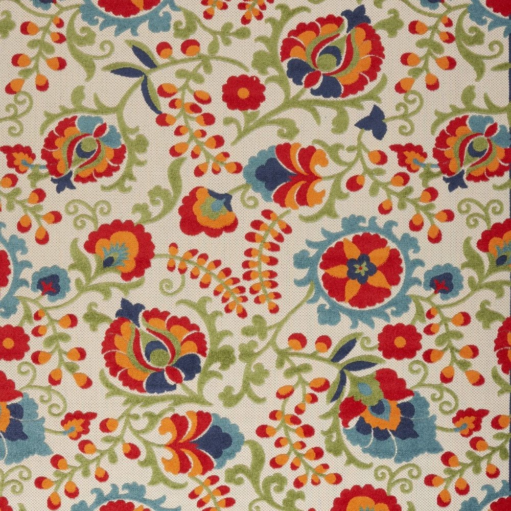 9' X 12' Blue And Beige Indoor Outdoor Area Rug