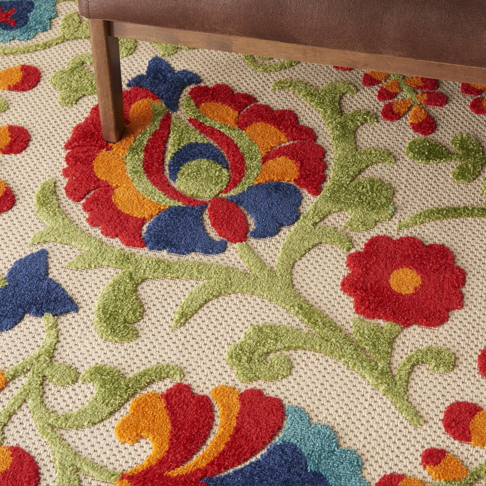 10' X 13' Blue And Beige Indoor Outdoor Area Rug