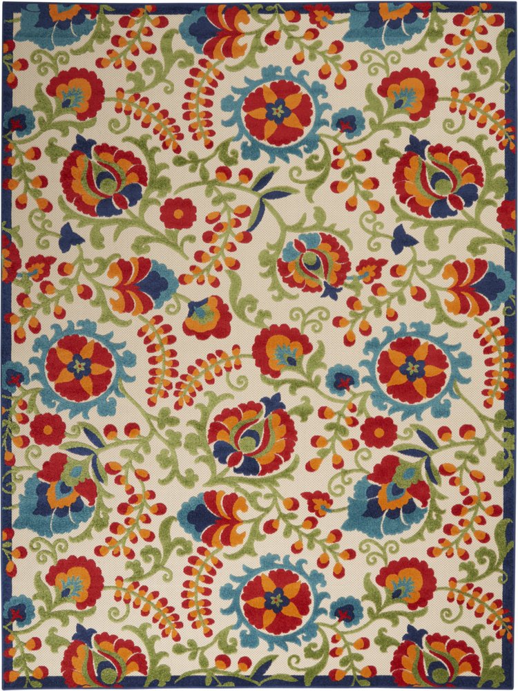 10' X 13' Blue And Beige Indoor Outdoor Area Rug