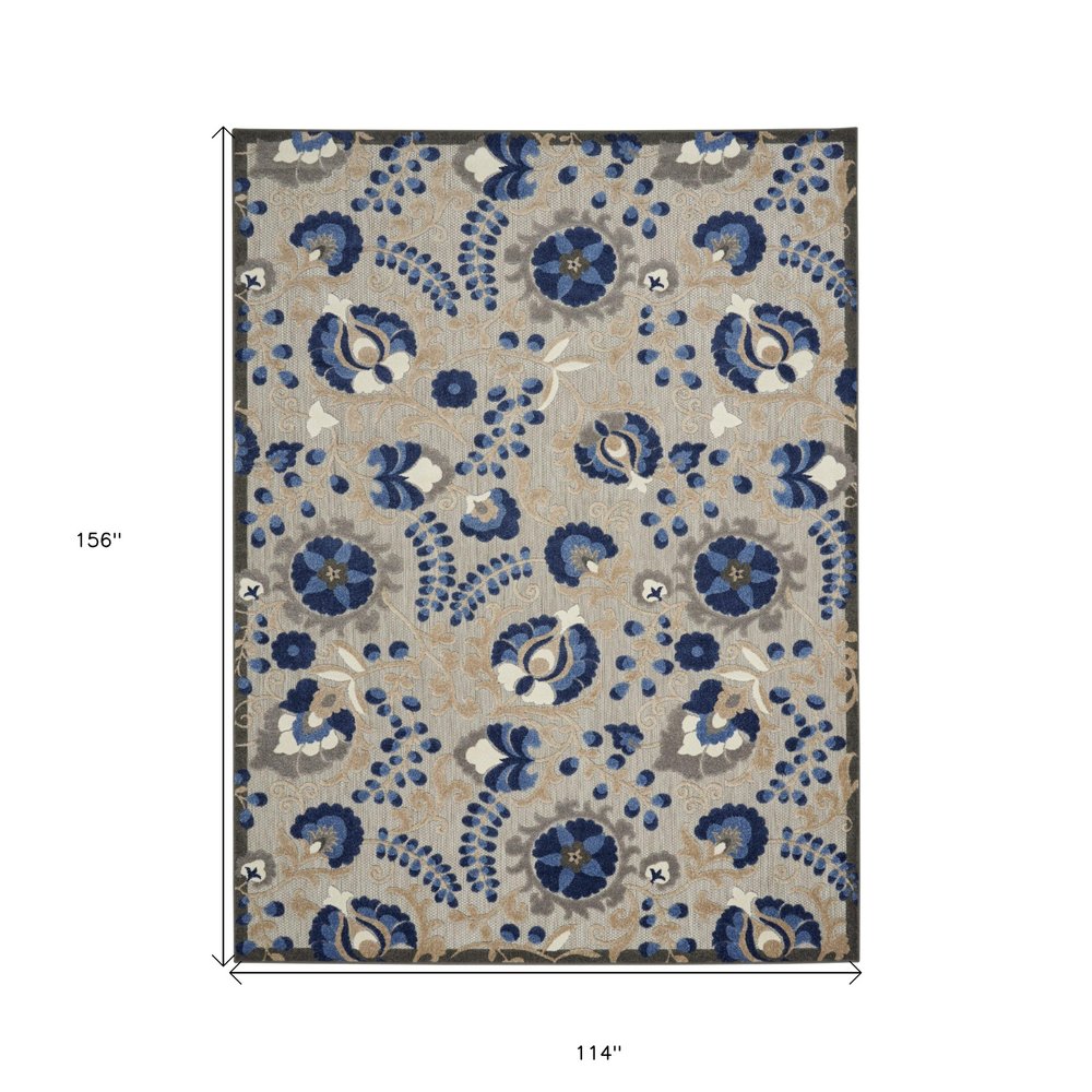 10' X 13' Blue And Gray Indoor Outdoor Area Rug