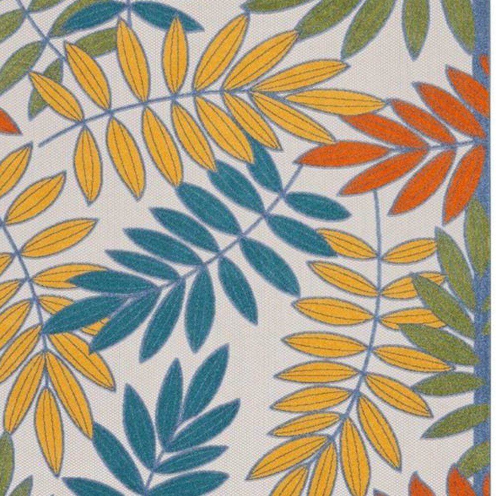 12' X 15' Ivory And Blue Indoor Outdoor Area Rug