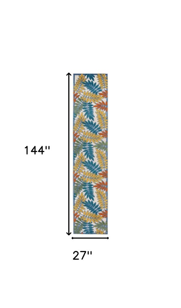 12' Teal Blue Indoor Outdoor Runner Rug