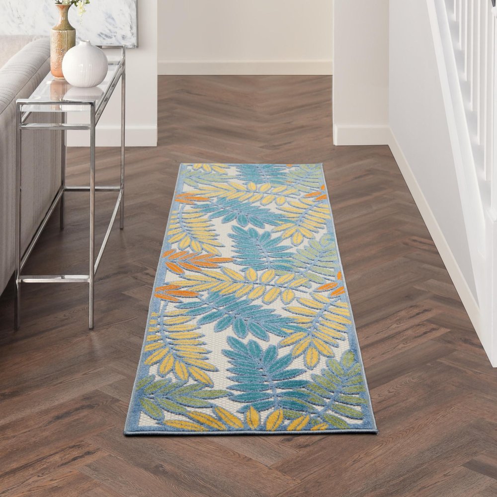 8' Ivory Indoor Outdoor Runner Rug