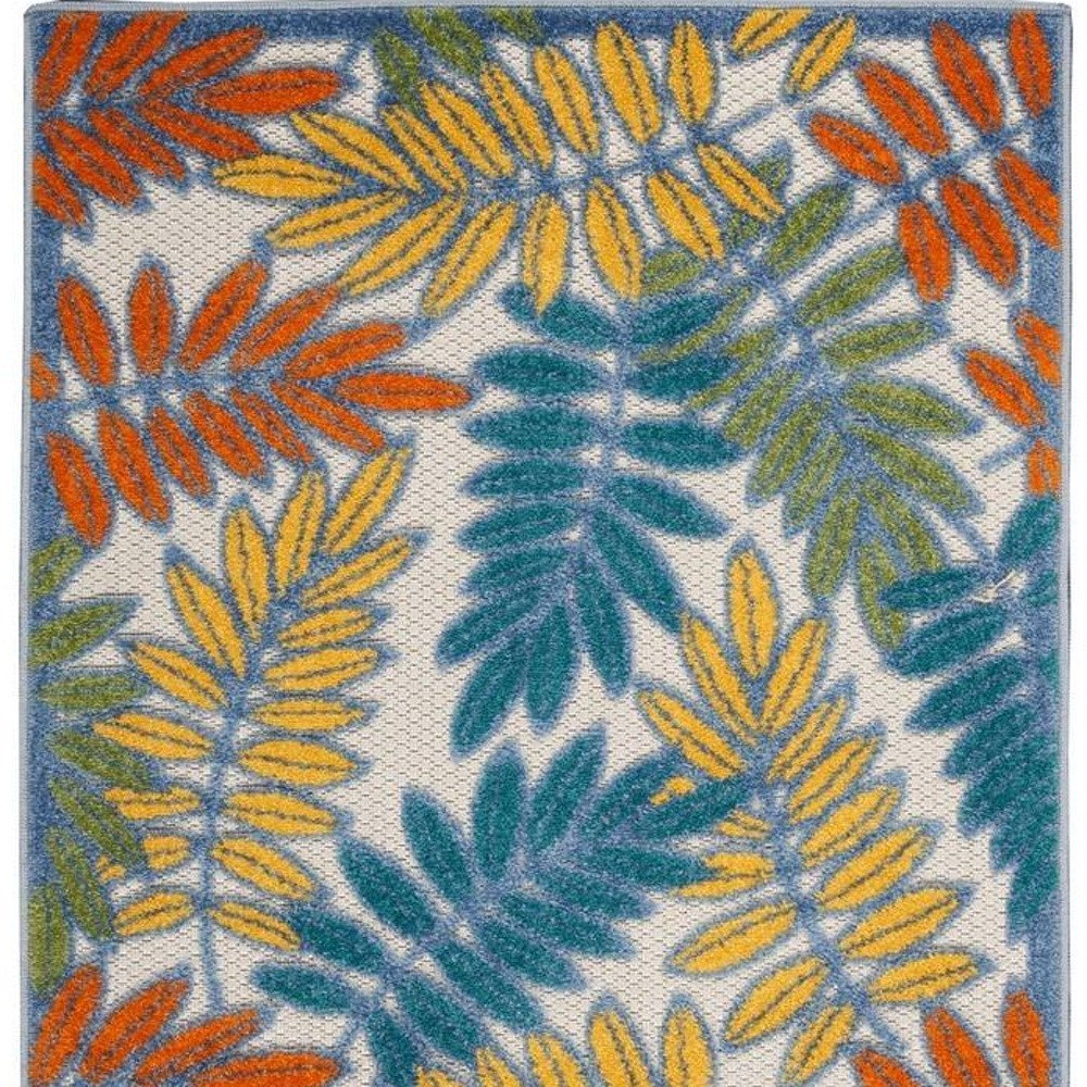 3' X 4' Ivory And Blue Indoor Outdoor Area Rug