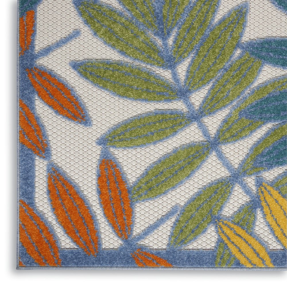 9' X 12' Ivory And Blue Indoor Outdoor Area Rug