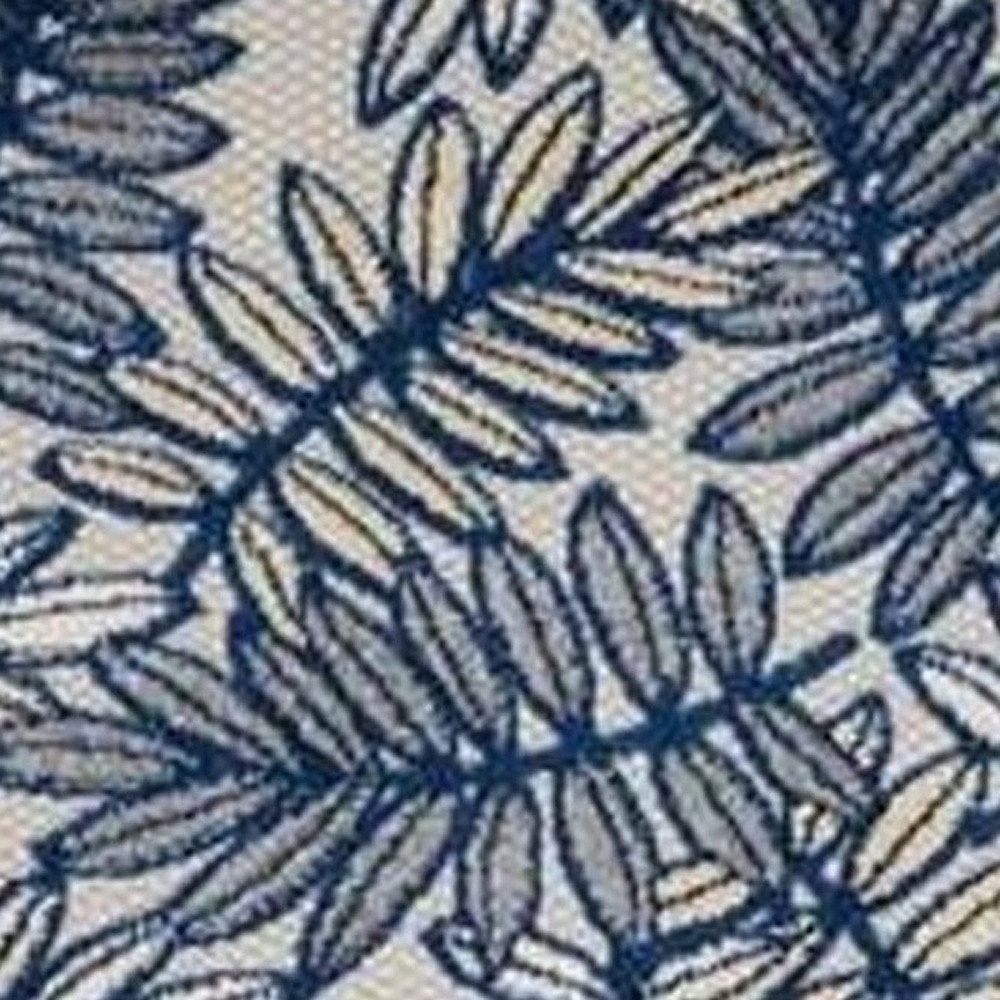 10' Ivory And Blue Indoor Outdoor Runner Rug