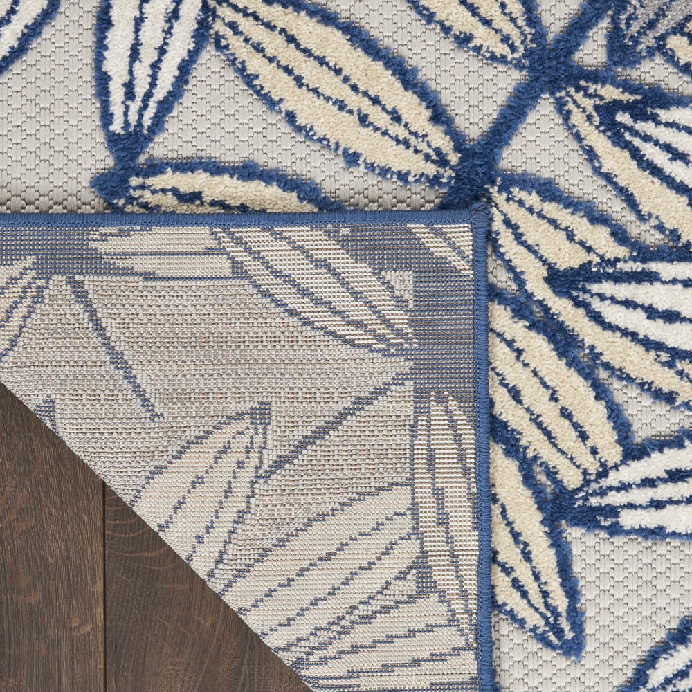 10' Ivory And Blue Indoor Outdoor Runner Rug
