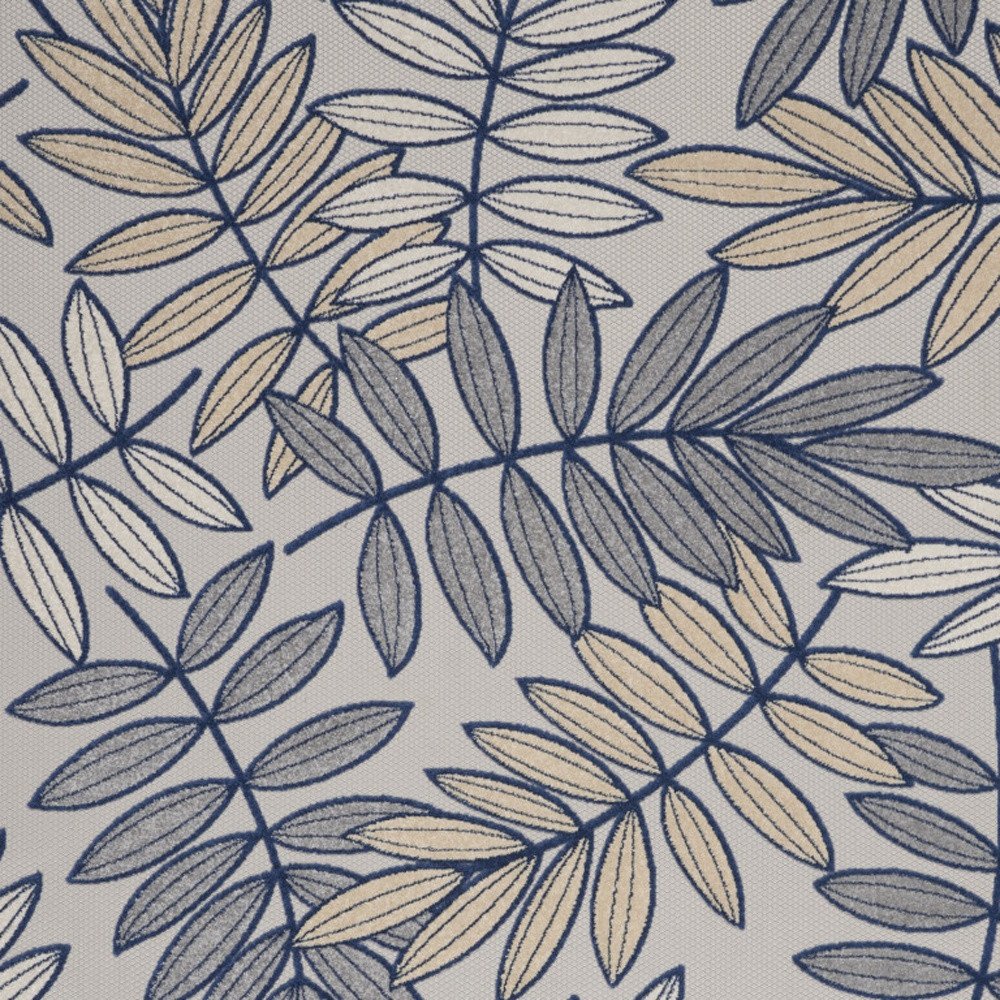 9' X 12' Ivory And Blue Indoor Outdoor Area Rug