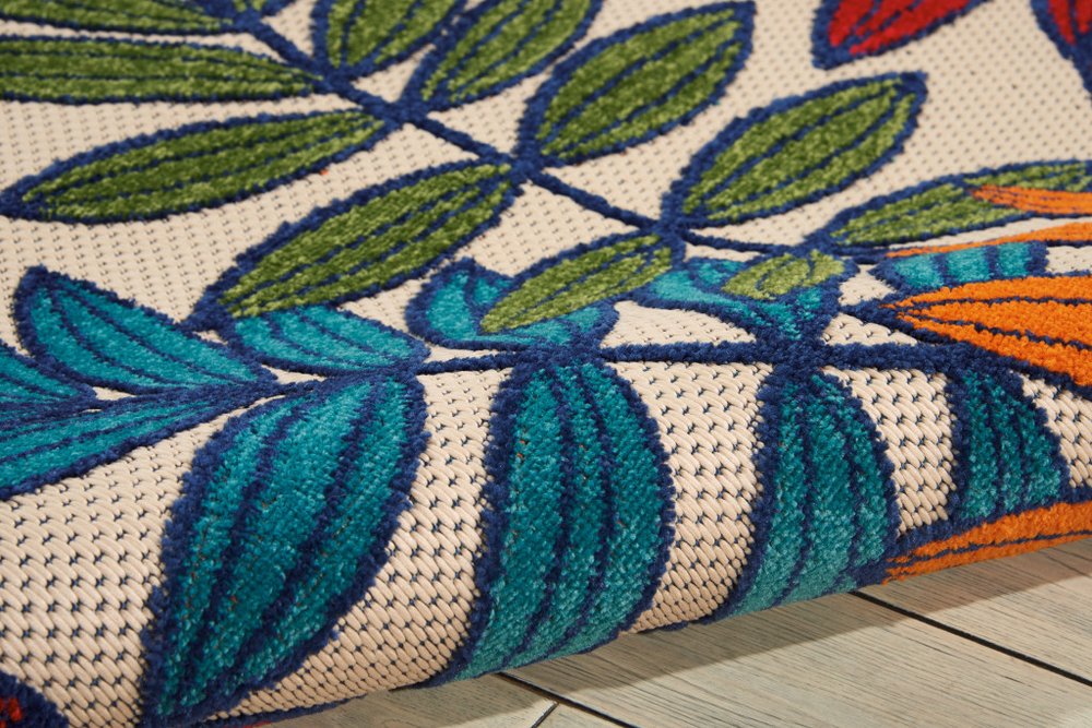 9' X 12' Blue And Beige Indoor Outdoor Area Rug