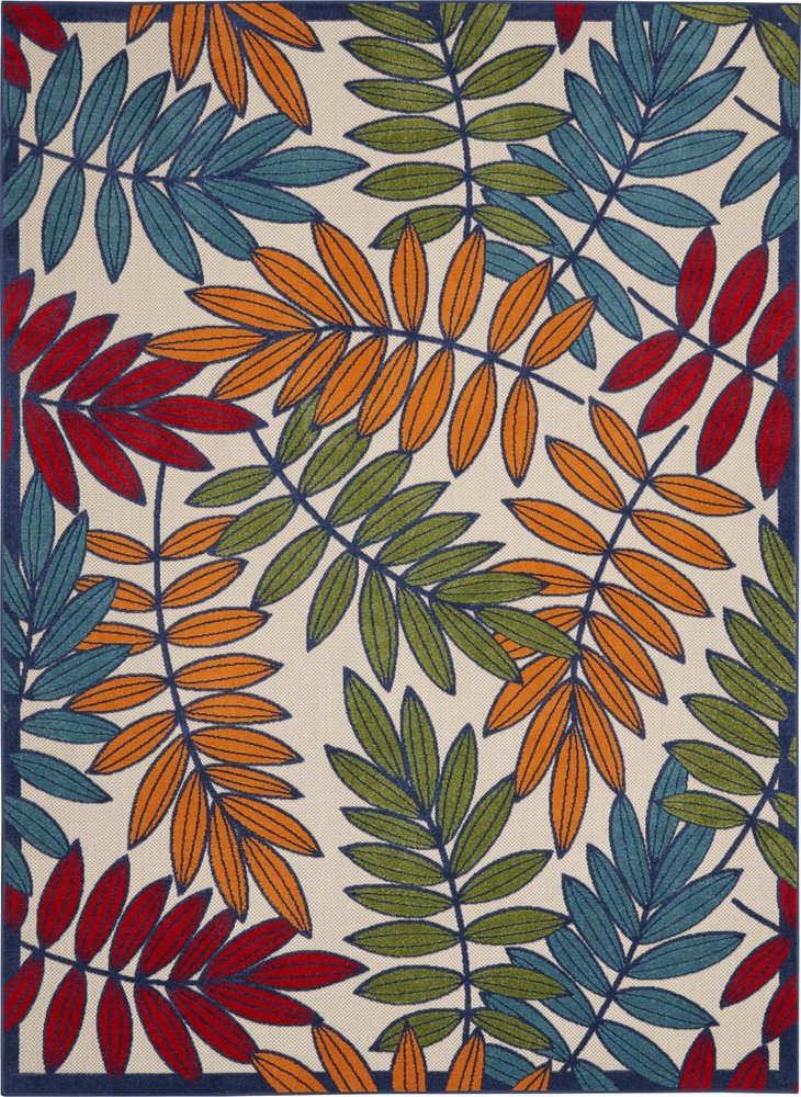 10' X 13' Blue And Beige Indoor Outdoor Area Rug