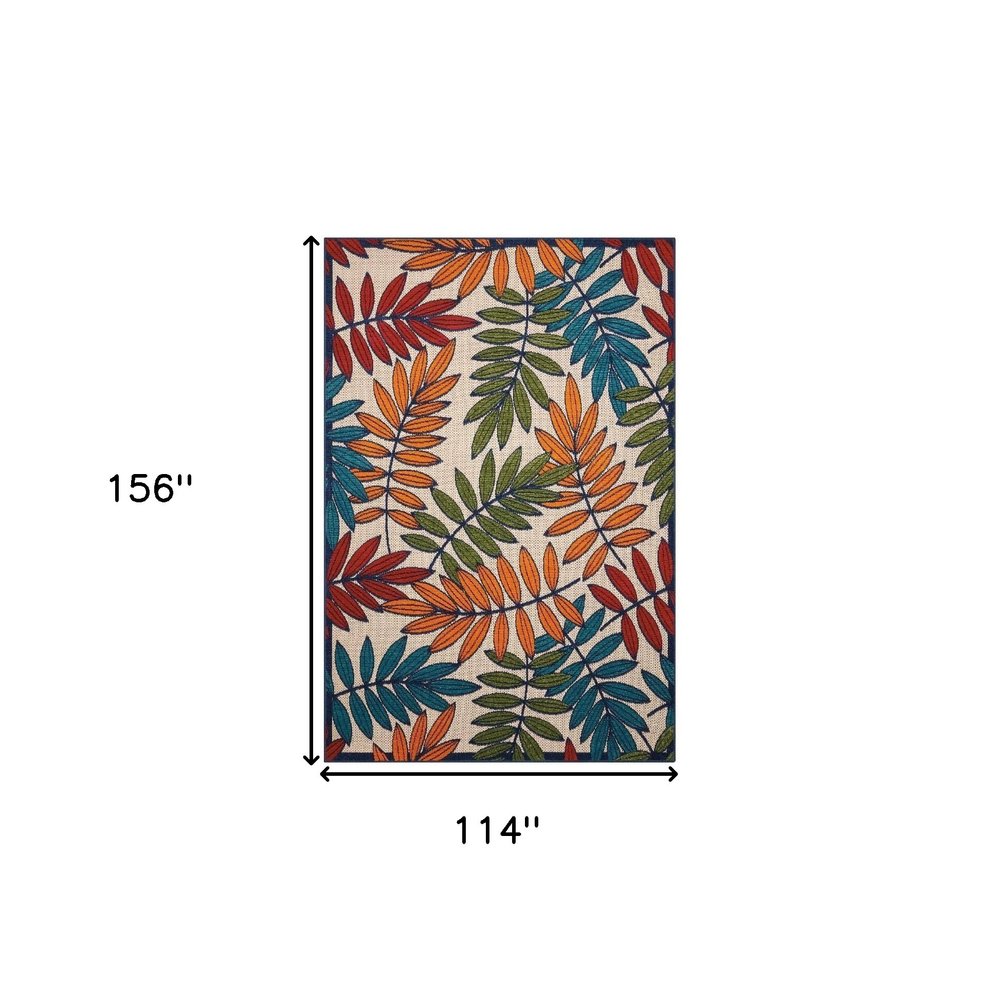 10' X 13' Blue And Beige Indoor Outdoor Area Rug