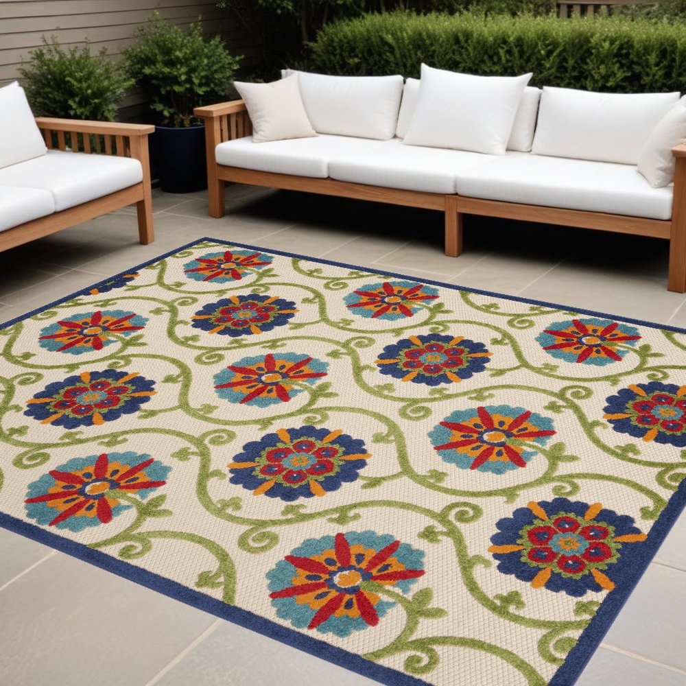 10' X 13' Blue Indoor Outdoor Area Rug