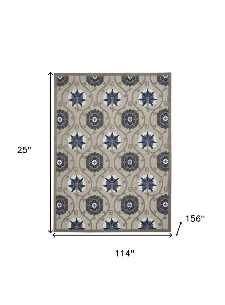 10' X 13' Blue And Gray Indoor Outdoor Area Rug