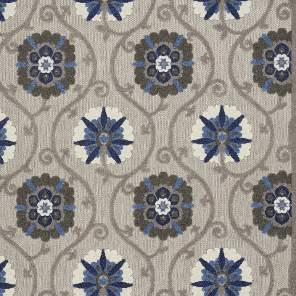 10' X 13' Blue And Gray Indoor Outdoor Area Rug