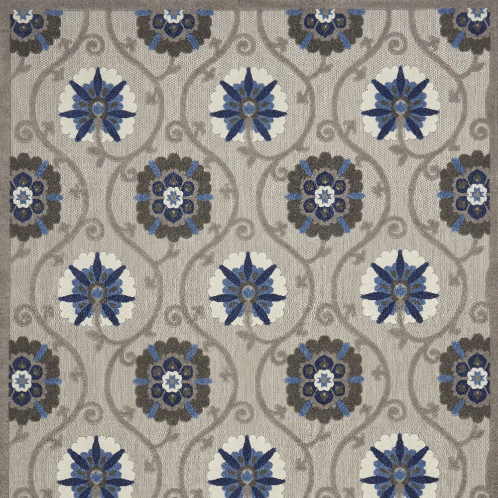 10' X 13' Blue And Gray Indoor Outdoor Area Rug