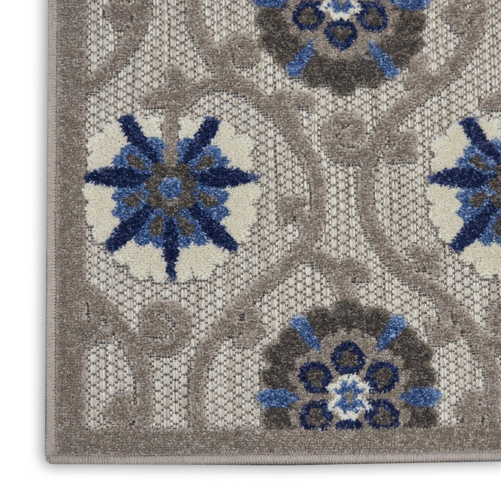 10' X 13' Blue And Gray Indoor Outdoor Area Rug