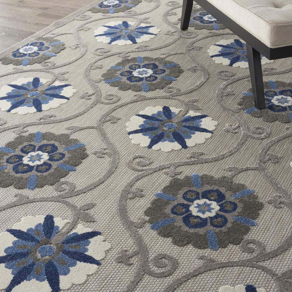 10' X 13' Blue And Gray Indoor Outdoor Area Rug